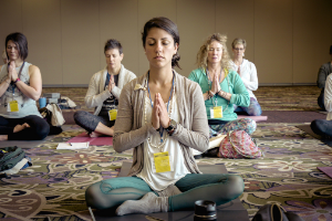 women meditating